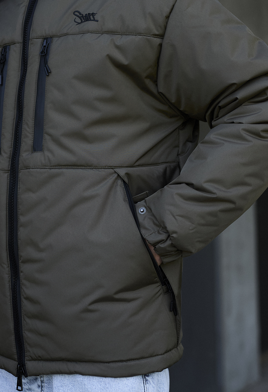 Куртка зимова чоловіча Staff br dark khaki logo темний хакі
