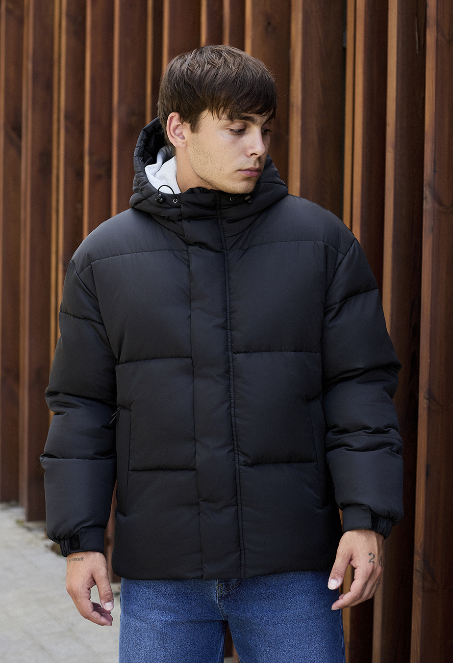 Зимова куртка чоловіча Staff bix black oversize чорна оверсайз