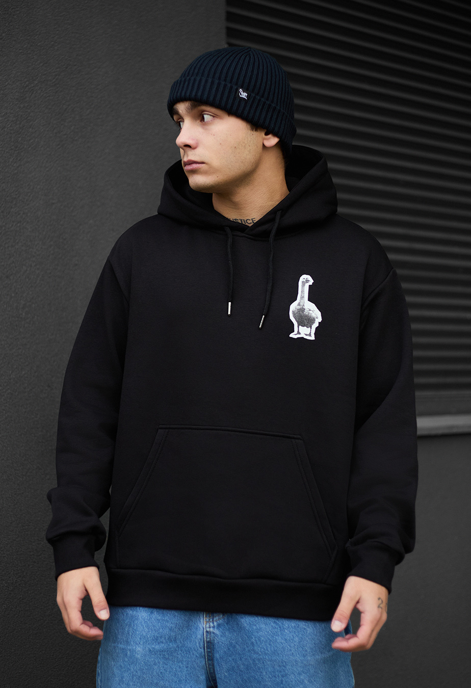 Толстовка чоловіча Staff goose oversize fleece чорна на флісі