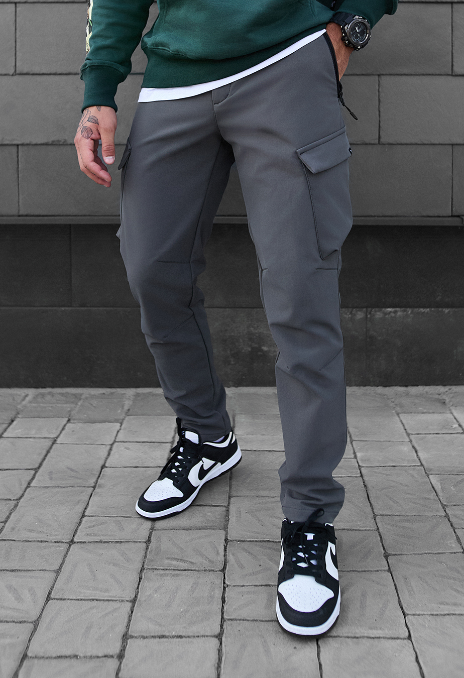 Штани карго чоловічі Staff st cargo gray fleece сірі з кишенями для ...