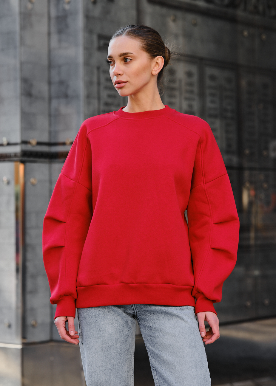 Світшот жіночий Staff red oversize fleece червоний на флісі
