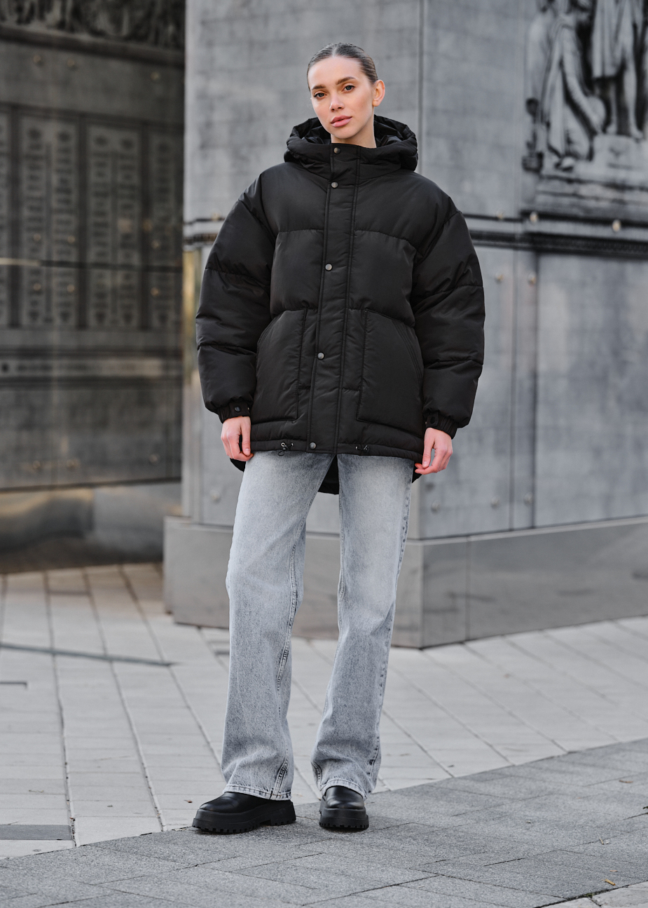 Куртка зимова жіноча Staff tr black oversize чорна оверсайз