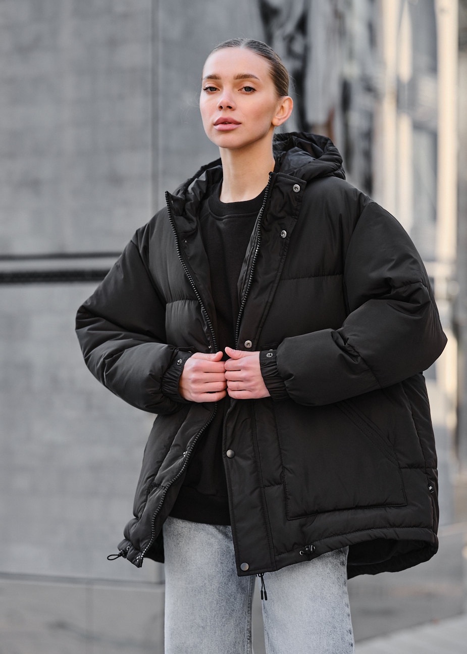 Куртка зимова жіноча Staff tr black oversize чорна оверсайз