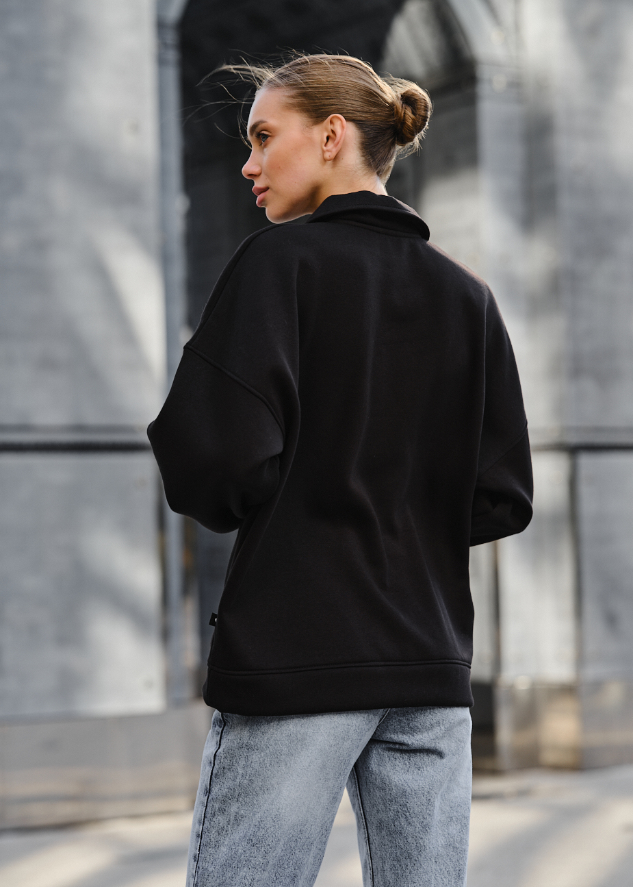 Олімпійка жіноча Staff black oversize fleece чорна недорога