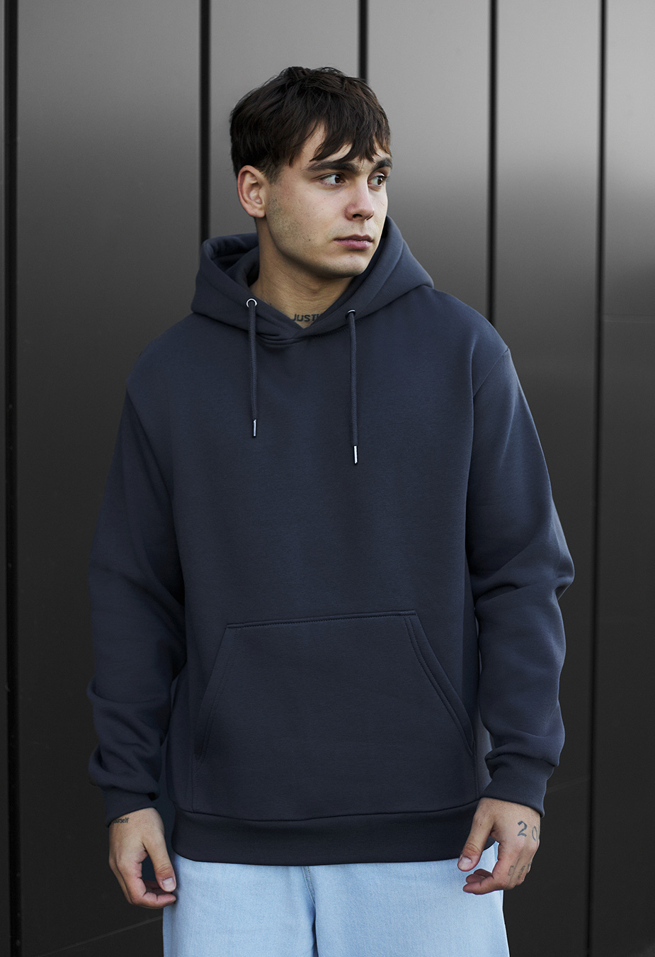 Толстовка чоловіча Staff felix oversize fleece темно-сіра з