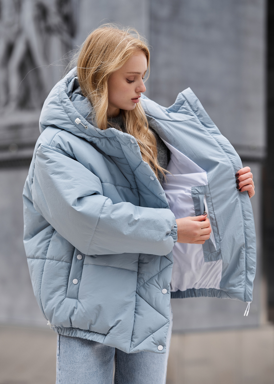 Зимова куртка жіноча Staff do light blue блакитна з капюшоном