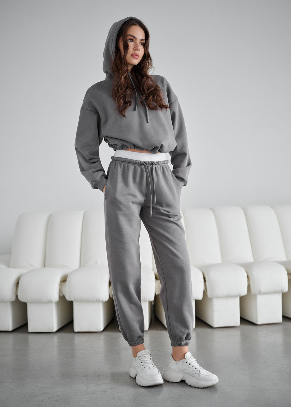 Спортивний костюм жіночий Staff sia gray oversize fleece сірий