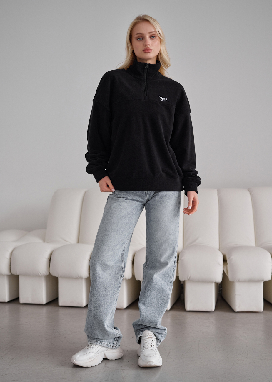 Олімпійка жіноча Staff di logo oversize fleece чорна на флісі