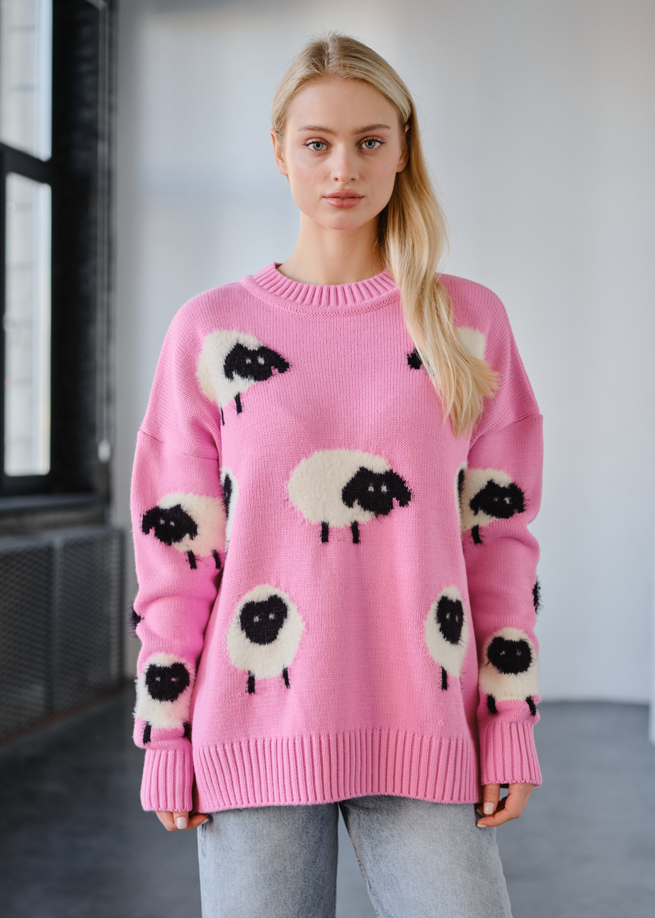 Кофта жіноча Staff lb pink oversize рожева з принтом модна