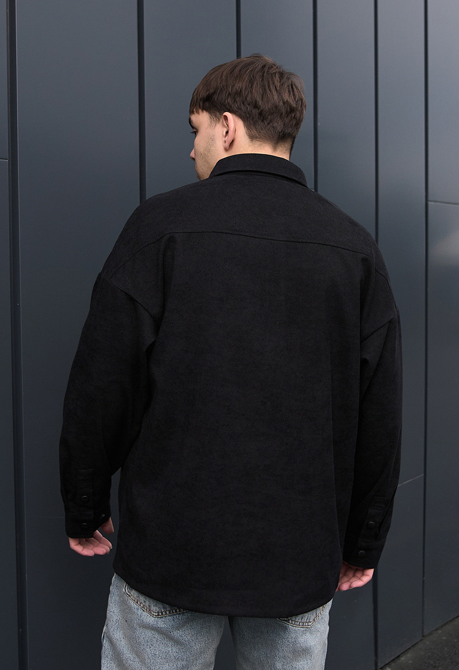 Сорочка чоловіча Staff velvet black чорна молодіжна з комірцем з
