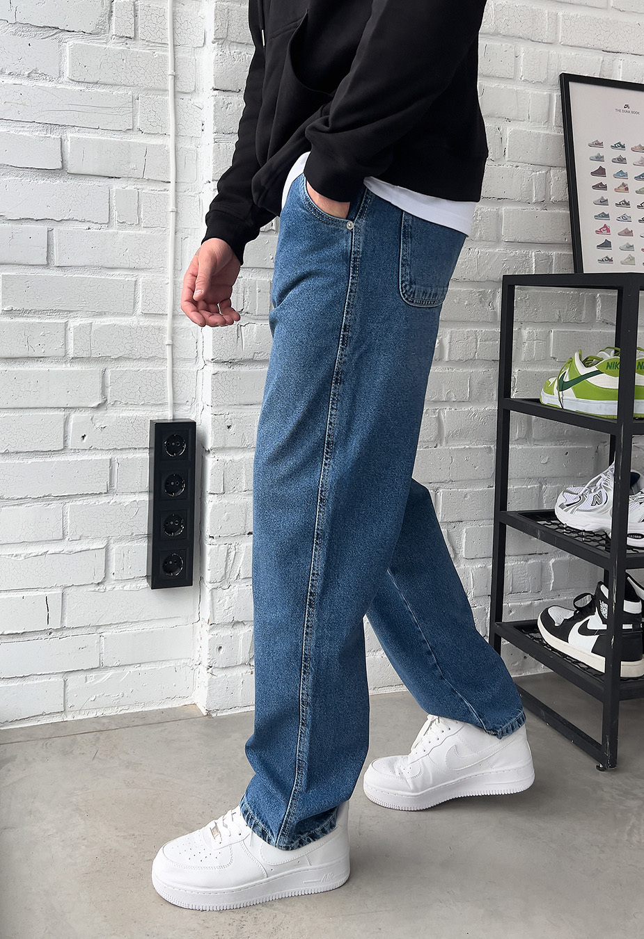 Чоловічі джинси Staff 3 blue baggy сині широкі бавовняні недорогі