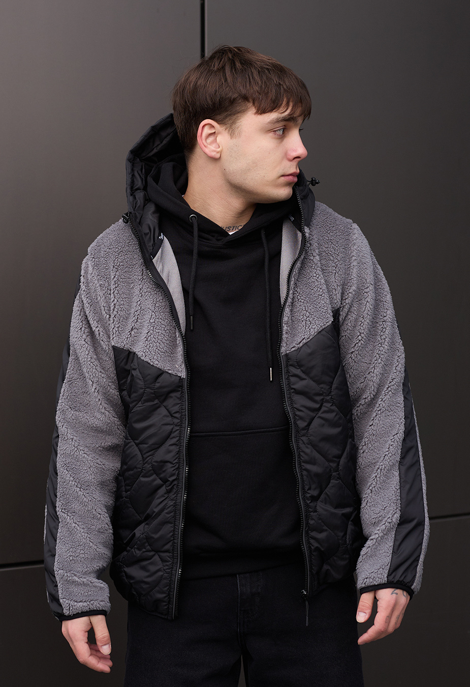 Чоловіча куртка Staff lerx gray сіра з капюшоном демісезонна