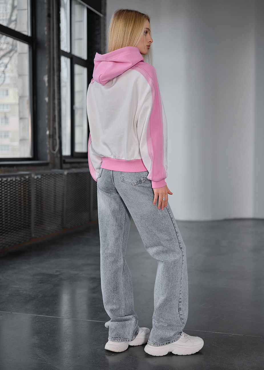 Худі жіноче Staff twi white & pink oversize біло-рожеве укорочене