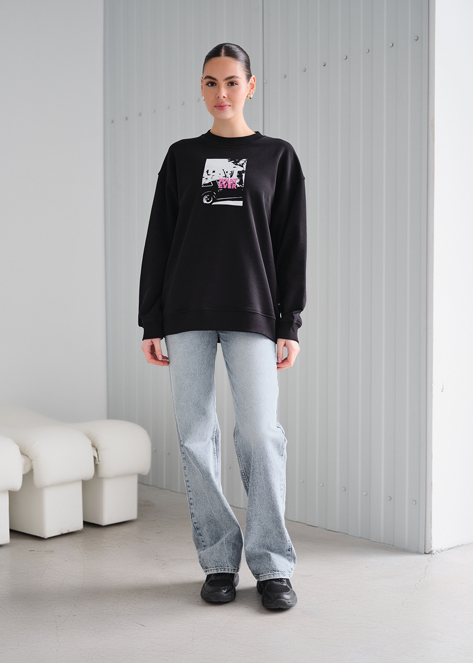 Світшот жіночий Staff fa what ever oversize чорний з надписом