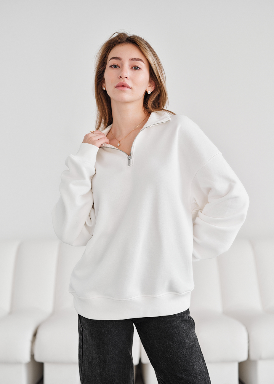Олімпійка жіноча Staff le white oversize біла на блискавці