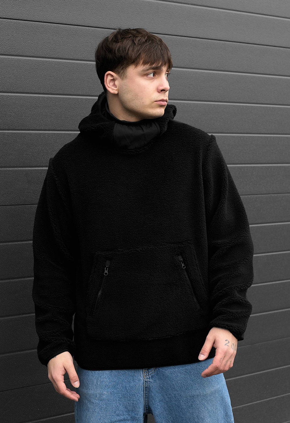 Анорак чоловічий Staff ari black 2 чорний з капюшоном модний
