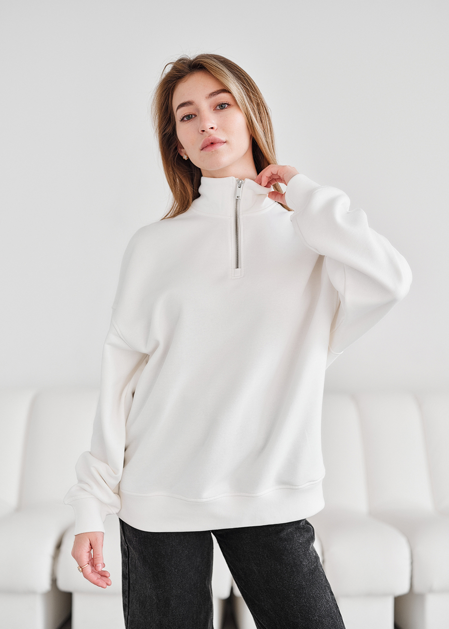Олімпійка жіноча Staff le white oversize біла на блискавці