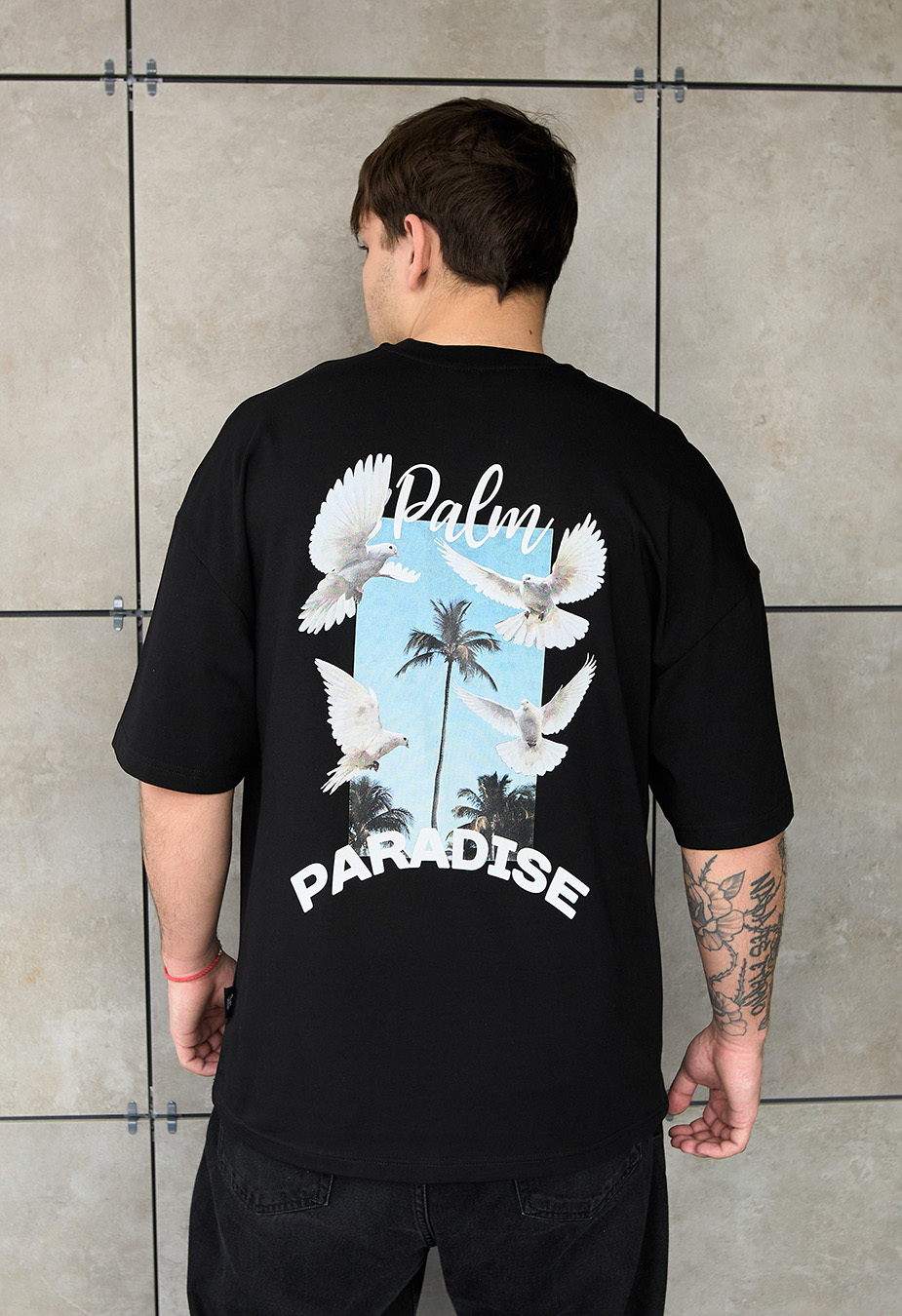 MAN 様のオーダー Чоловіча футболка Staff palm paradise oversize чорна оверсайз