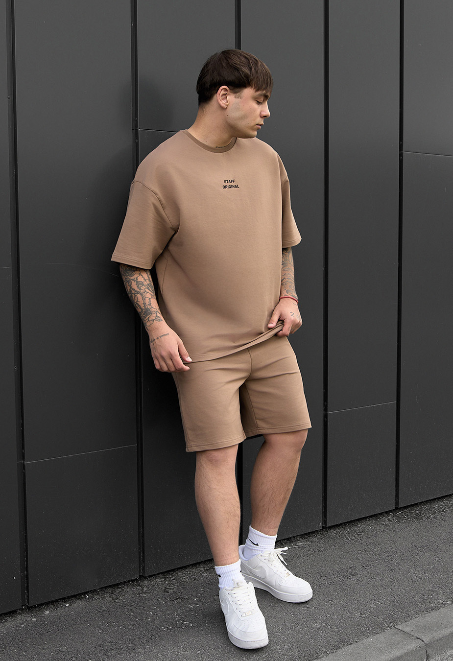 Комплект шорти і футболка Staff no brown oversize коричневий