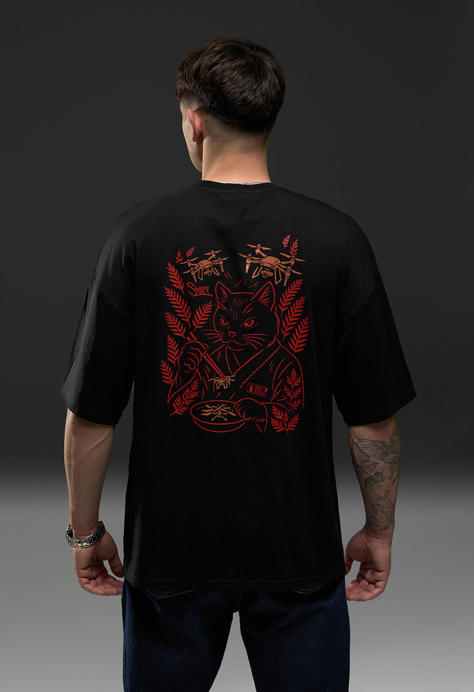 Футболка чоловіча Staff x Deep State Помста black oversize чорна з