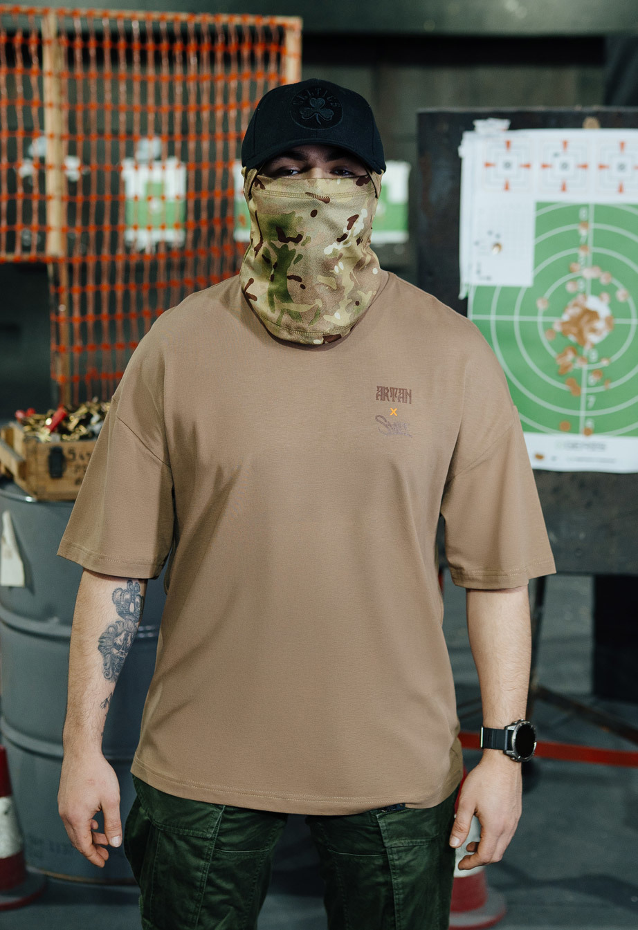 Чоловіча футболка Staff x ГУР АРТАН We Trust brown oversize
