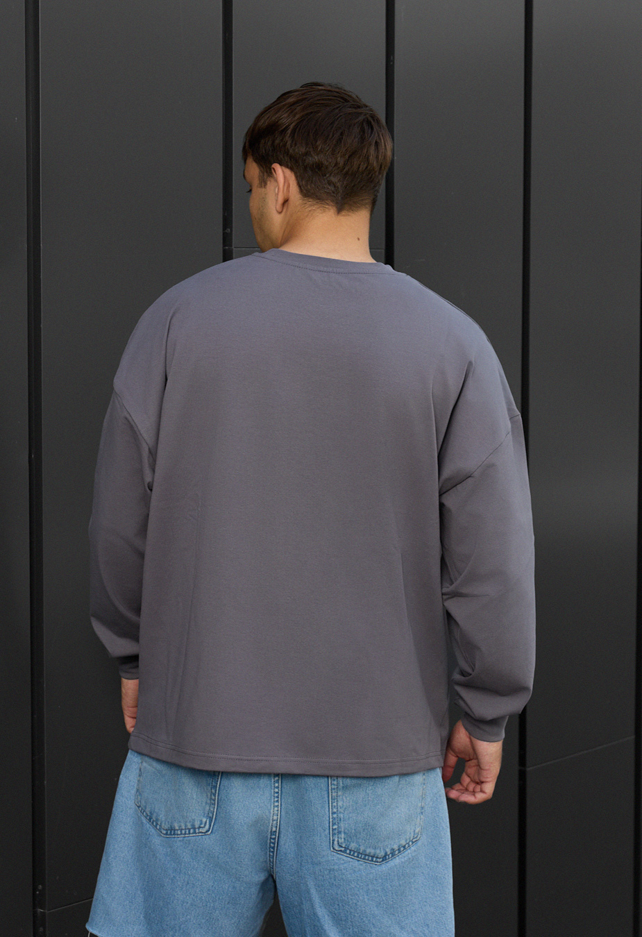 Лонгслів чоловічий Staff gray 2 oversize сірий оверсайз для хлопця