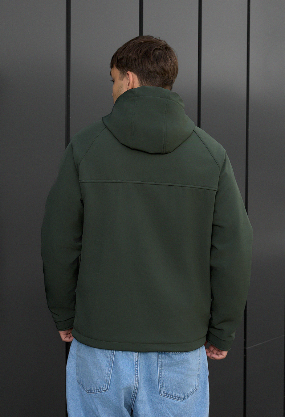 Чоловіча куртка Staff soft shell cu khaki хакі реглан з капюшоном