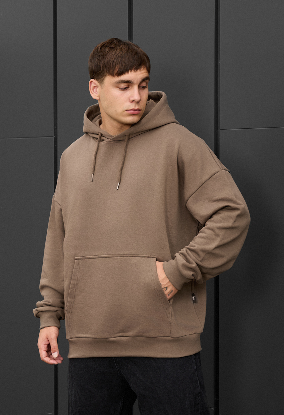 Толстовка чоловіча Staff brown khaki oversize коричневий хакі для