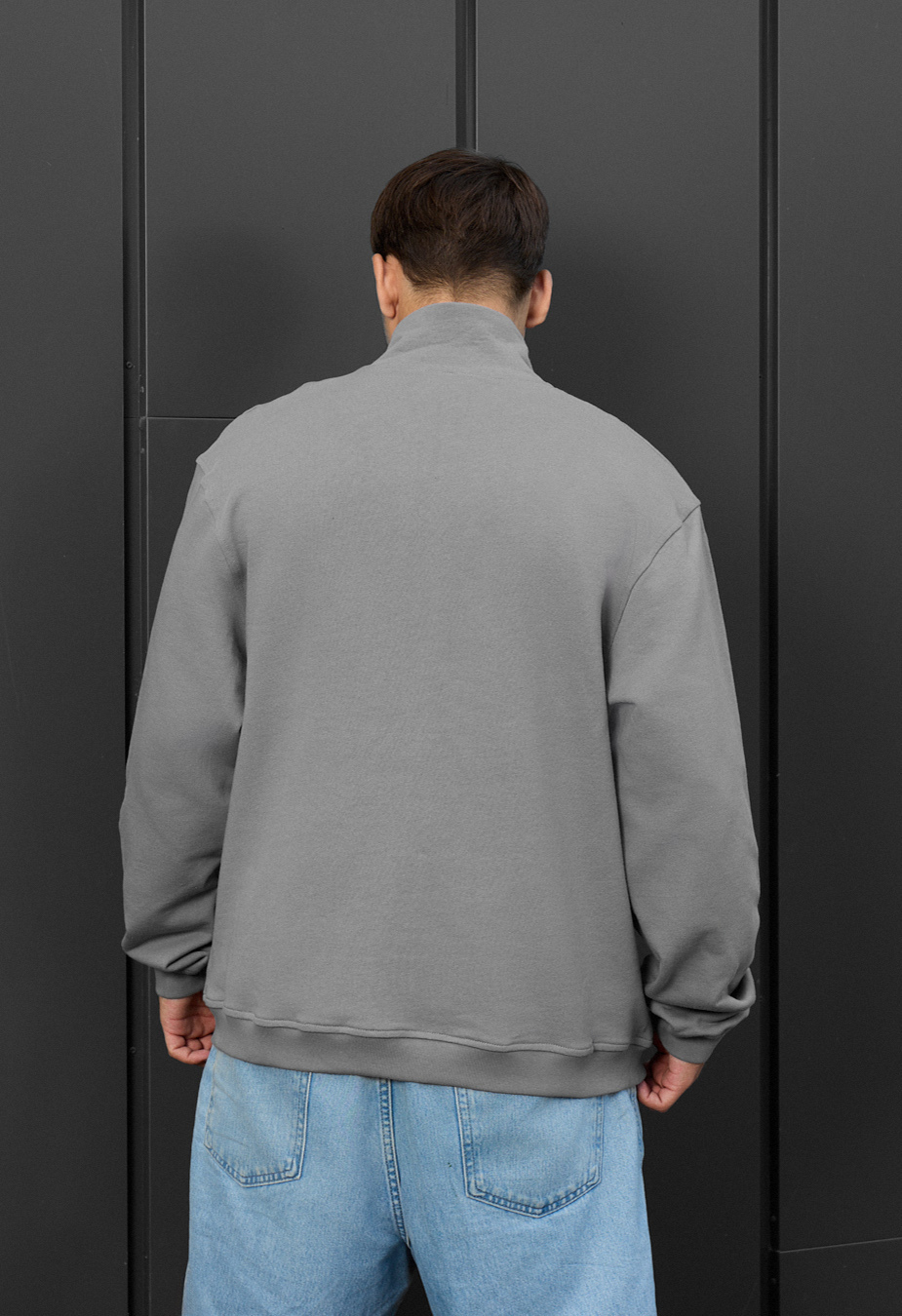 Олімпійка чоловіча Staff ry gray oversize сіра бавовняна оверсайз