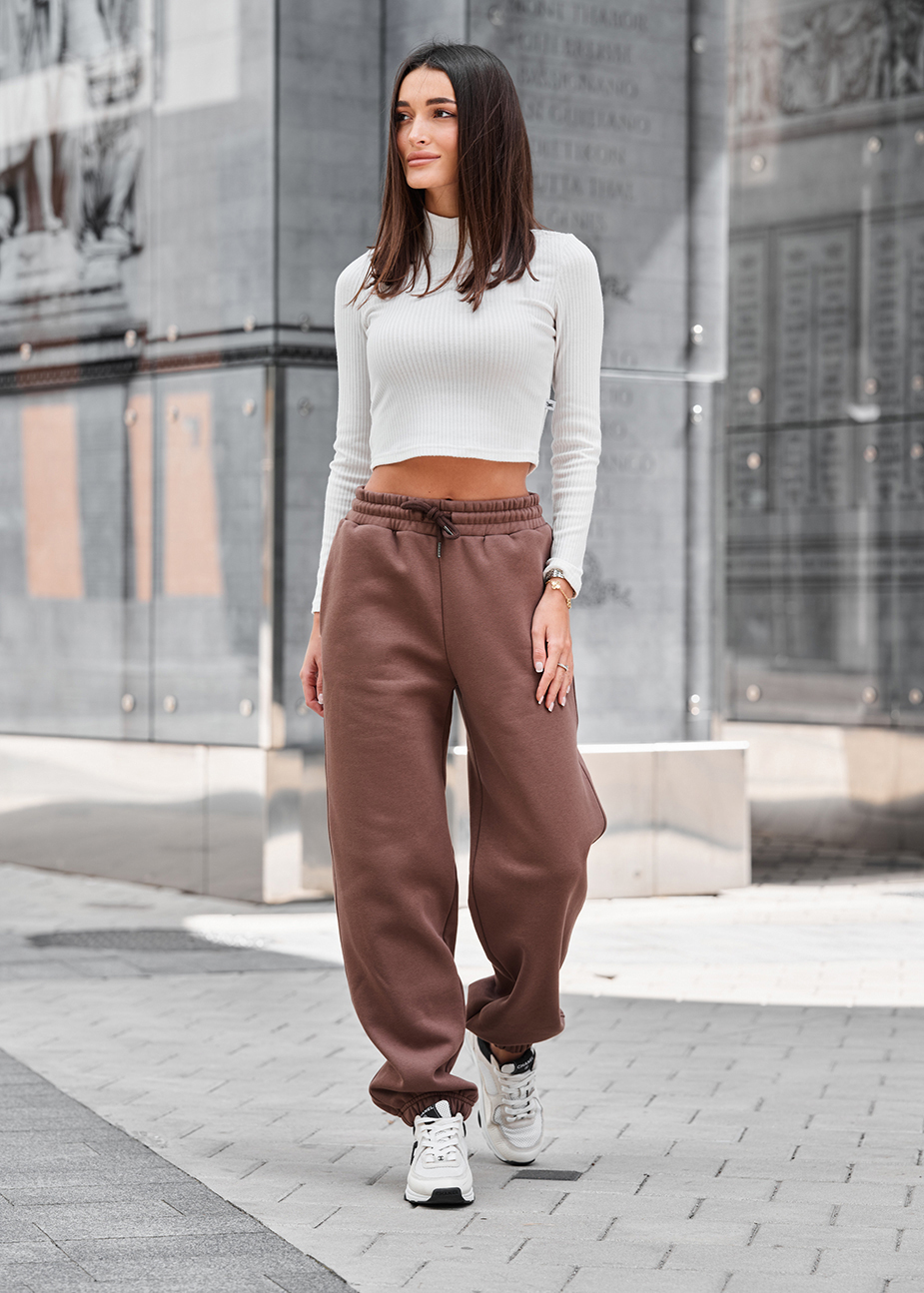 Джогери жіночі Staff li brown fleece коричневі на флісі бавовняні