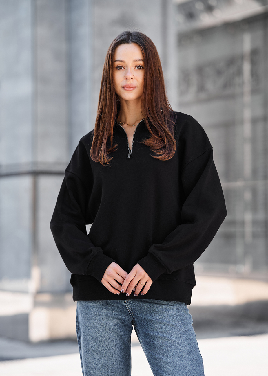 Олімпійка жіноча Staff mau black oversize чорна однотонна оверсайз