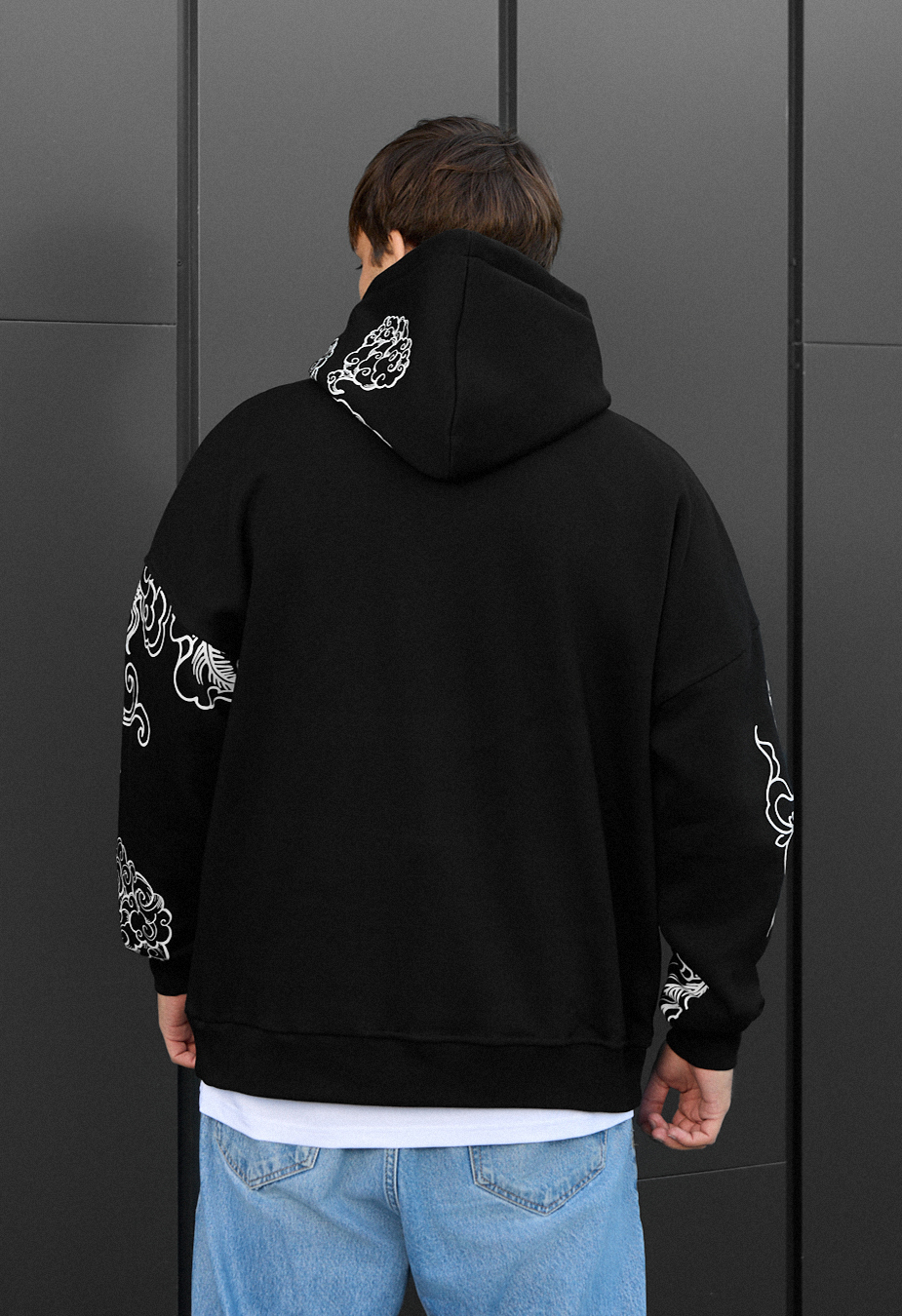 Толстовка чоловіча Staff dragon oversize fleece чорна з принтом