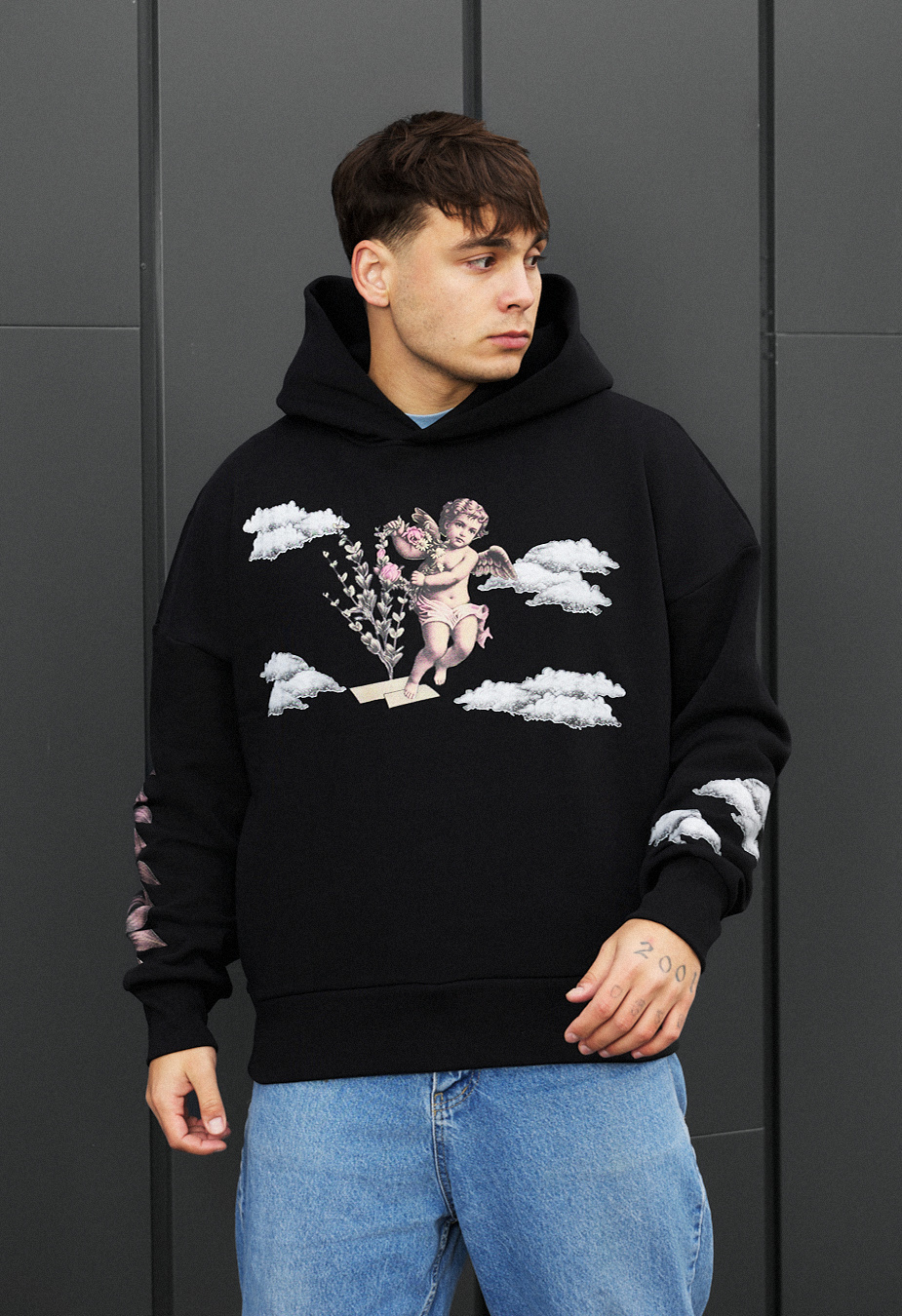 Толстовка чоловіча Staff clouds oversize fleece чорна оверсайз