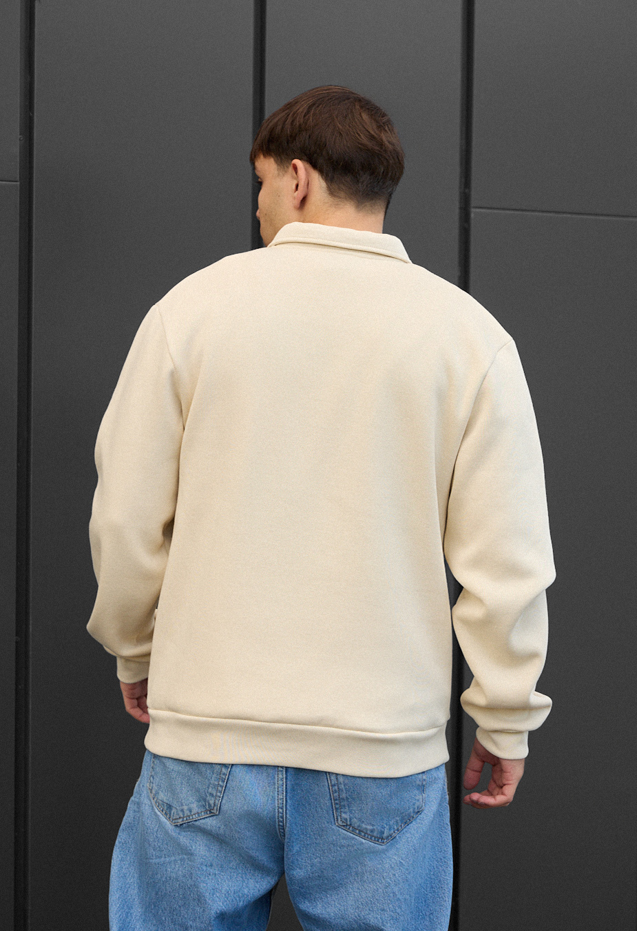 Світшот чоловічий Staff milk & brown oversize fleece молочного