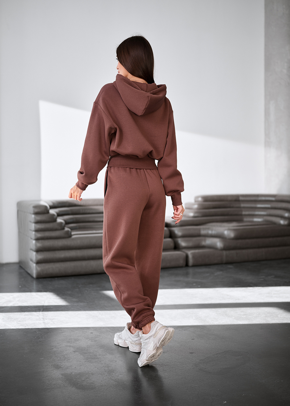 Спортивний костюм жіночий Staff san brown fleece коричневий на