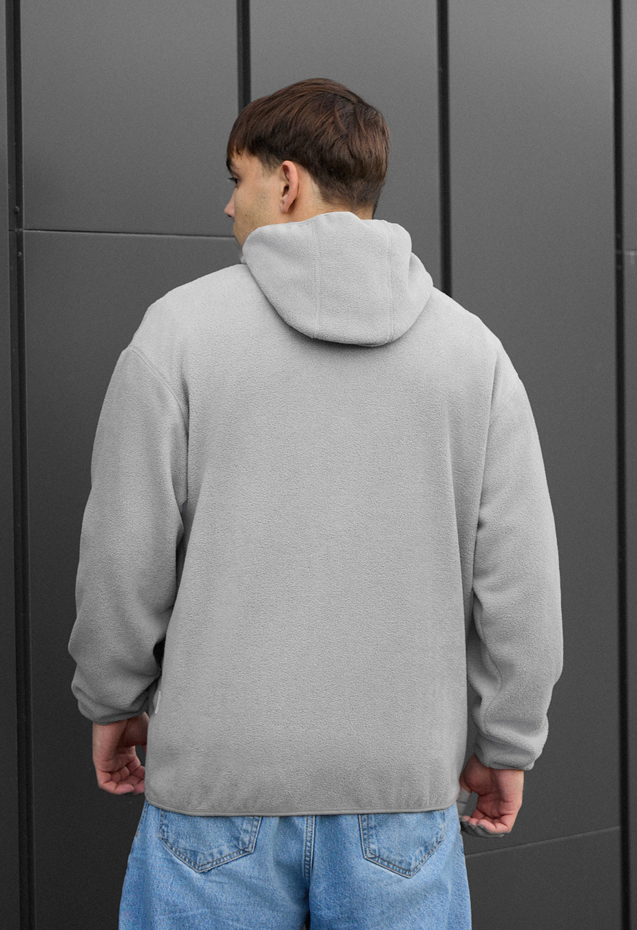 Толстовка чоловіча Staff light gray zip fleece oversize світло