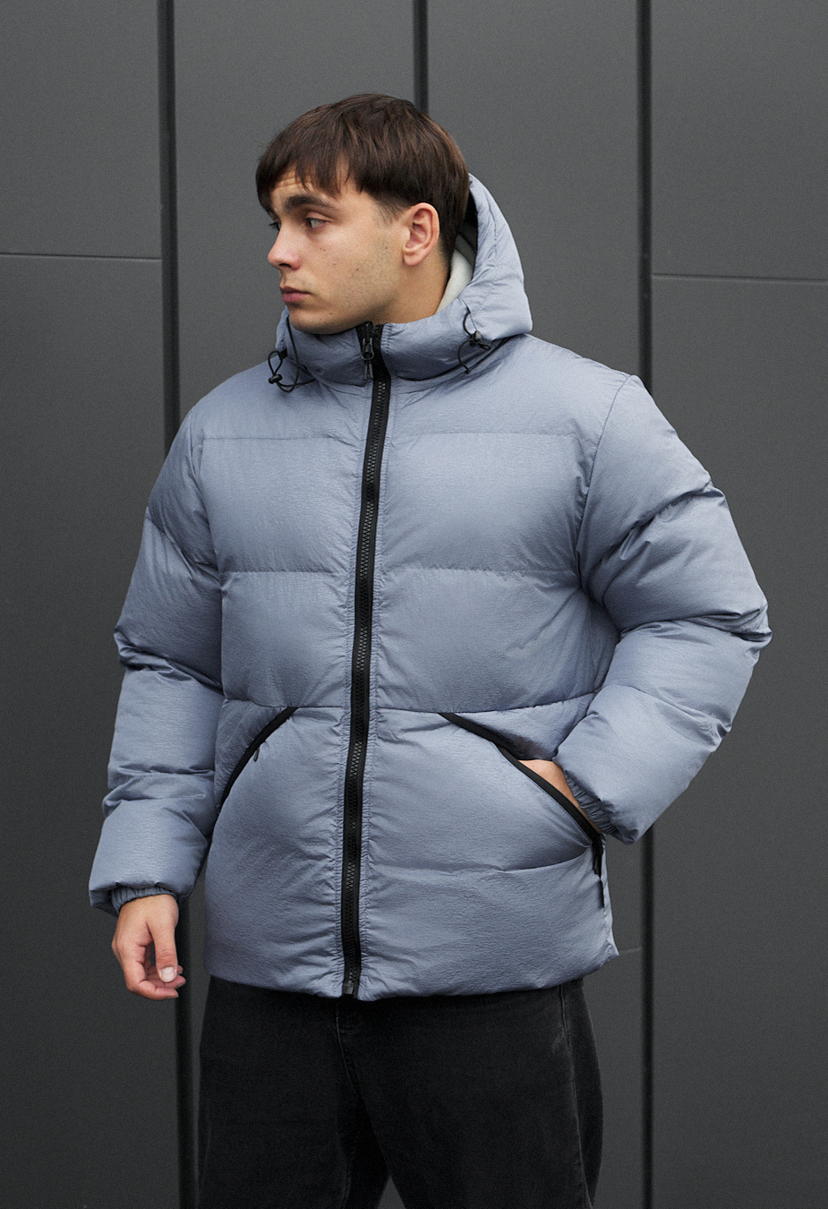 Куртка зимова чоловіча Staff rovx black & blue gray чорна/синьо