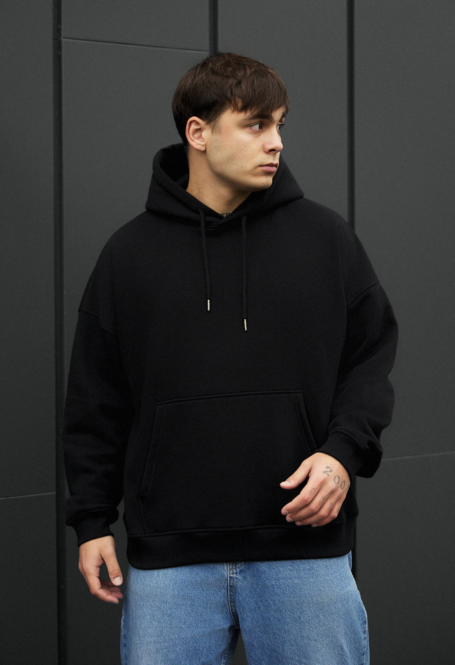 Толстовка чоловіча Staff gt3 oversize fleece чорна з надписом