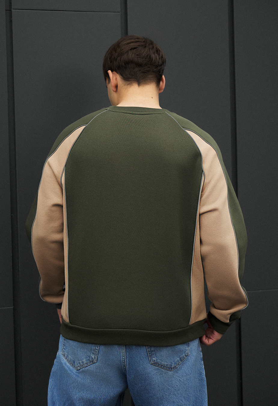 Світшот чоловічий Staff lur khaki & beige reflective oversize