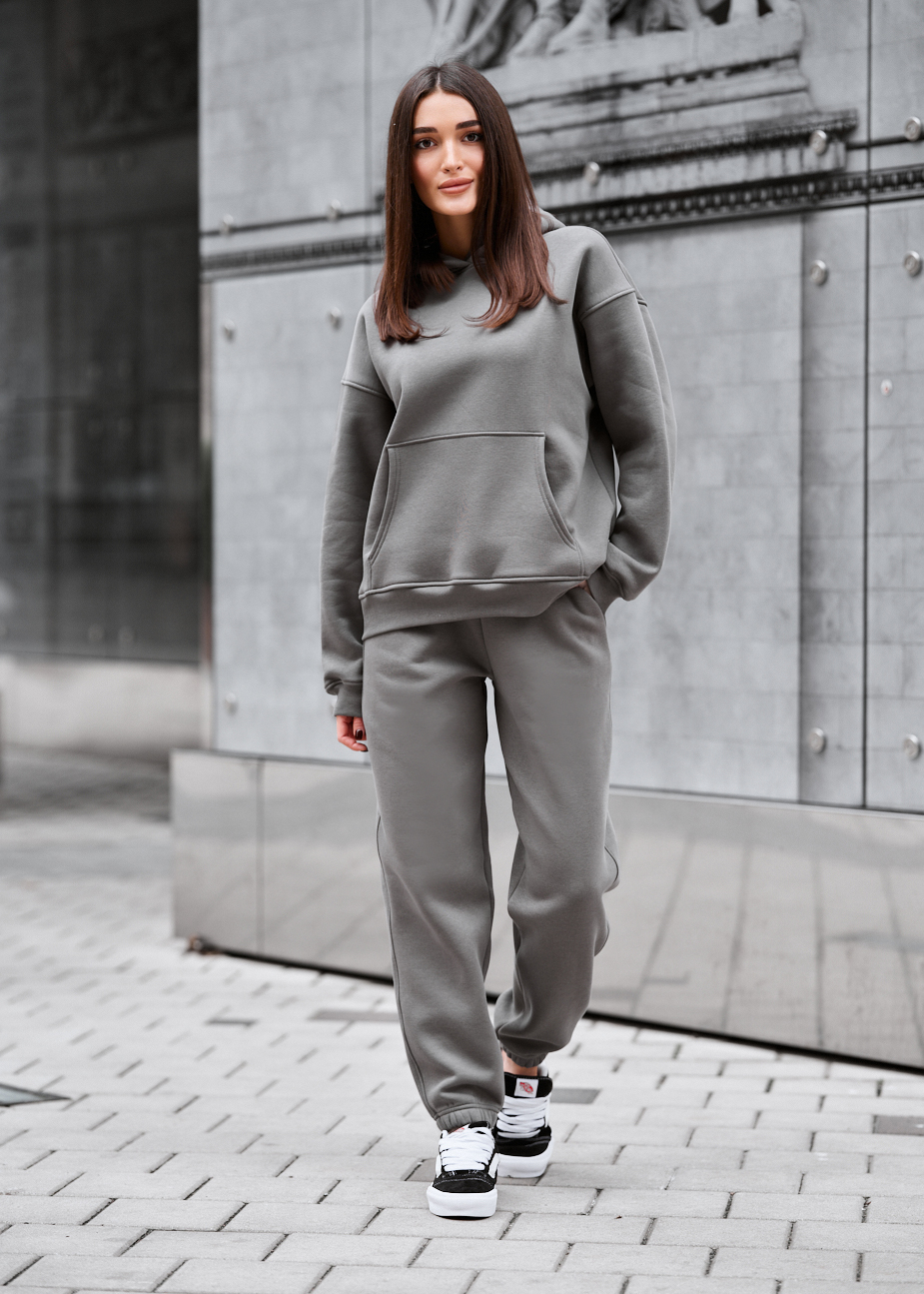 Костюм спортивний жіночий Staff nex gray oversize fleece сірий для