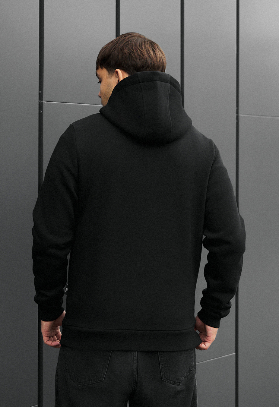 Толстовка чоловіча Staff zip basic black fleece чорна базова на