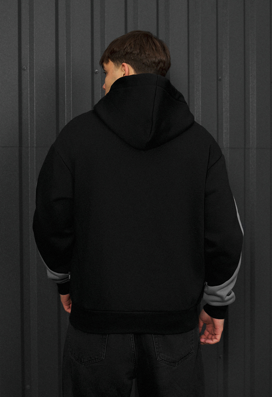 Fabu様 Толстовка чоловіча Staff fa gray & black zip oversize fleece сіро