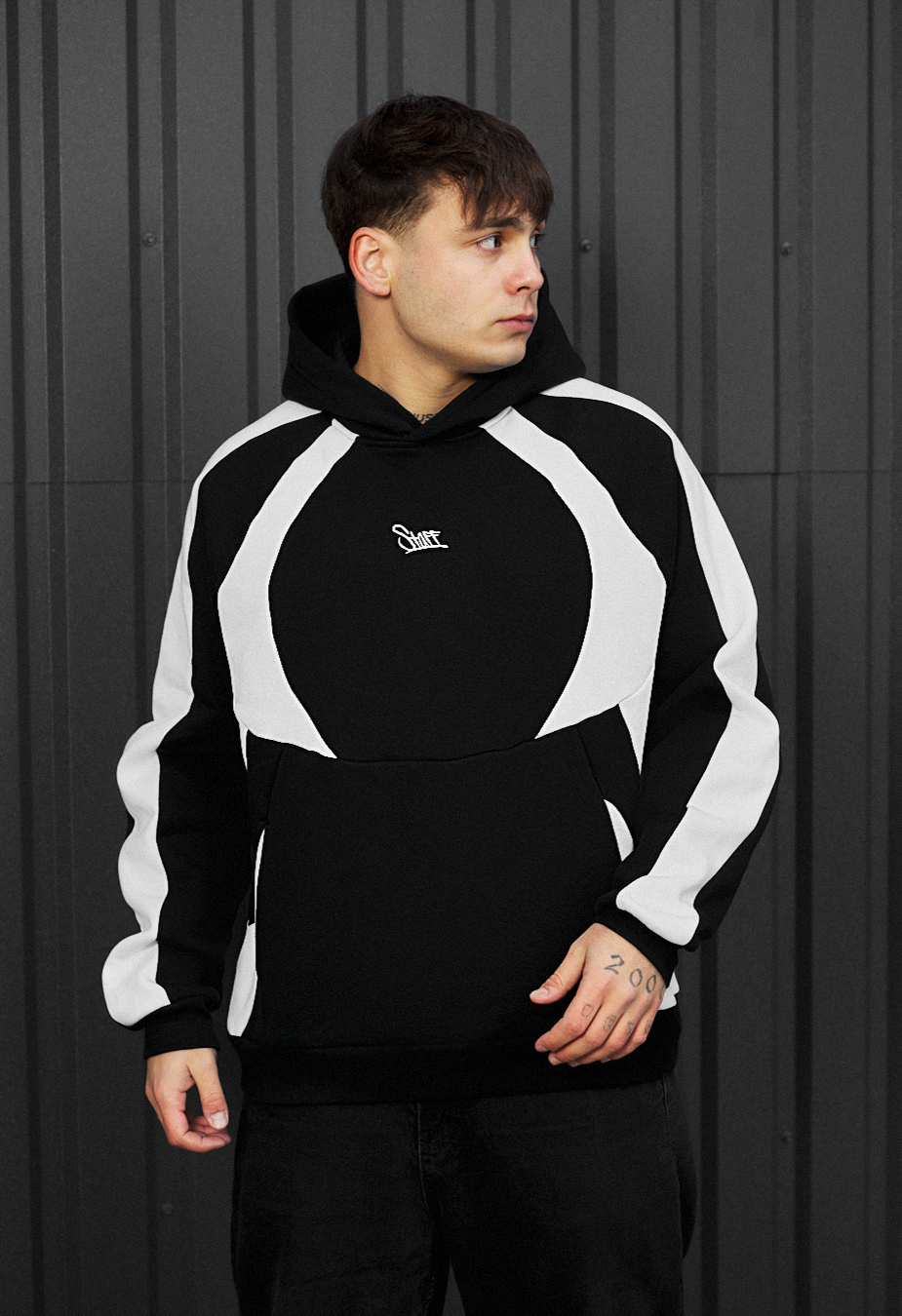Толстовка чоловіча Staff black & white logo oversize fleece чорно