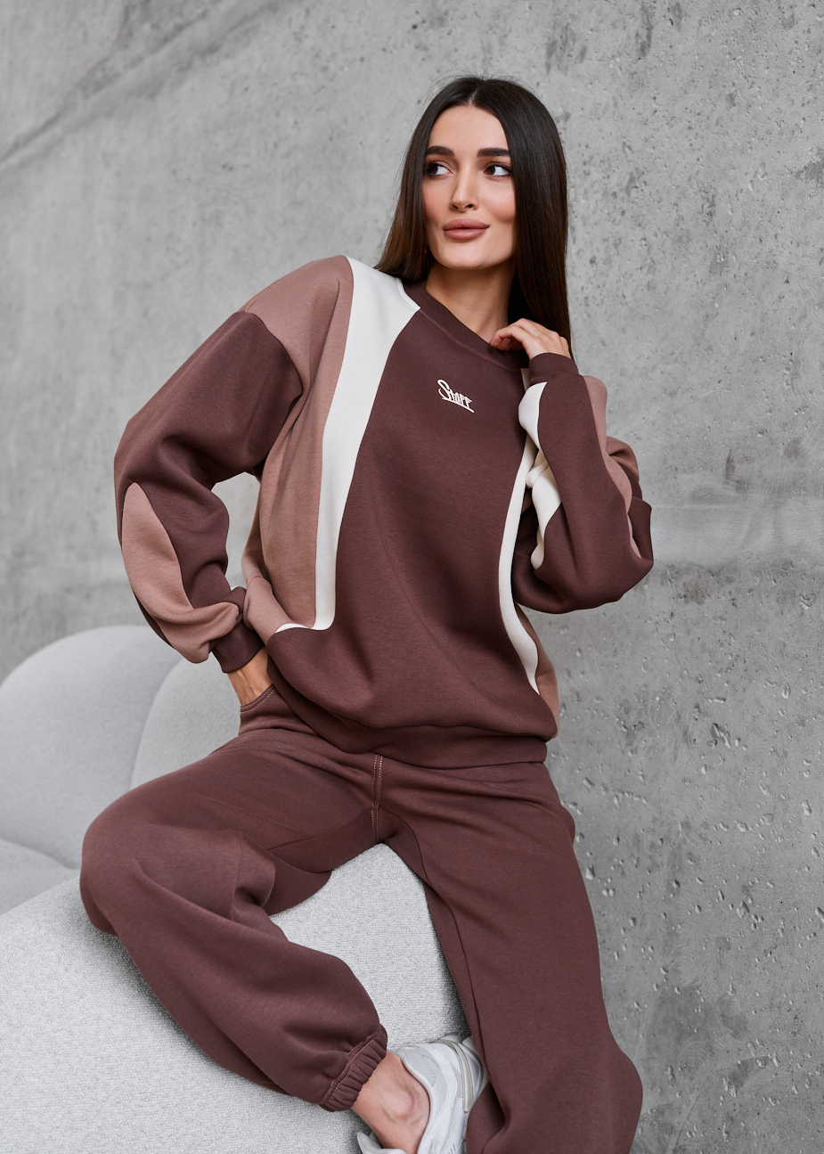 Світшот жіночий Staff st mix logo oversize fleece коричнево