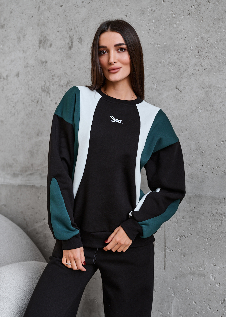 TUNEXX シファン ツーショ Світшот жіночий Staff st mix 2 logo oversize fleece чорно-зелено