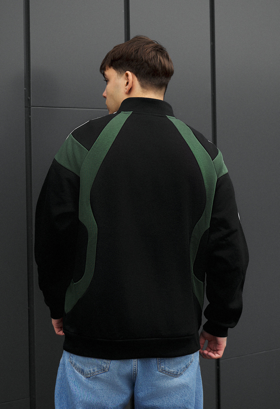 Олімпійка чоловіча Staff ha oversize fleece чорно-зелена