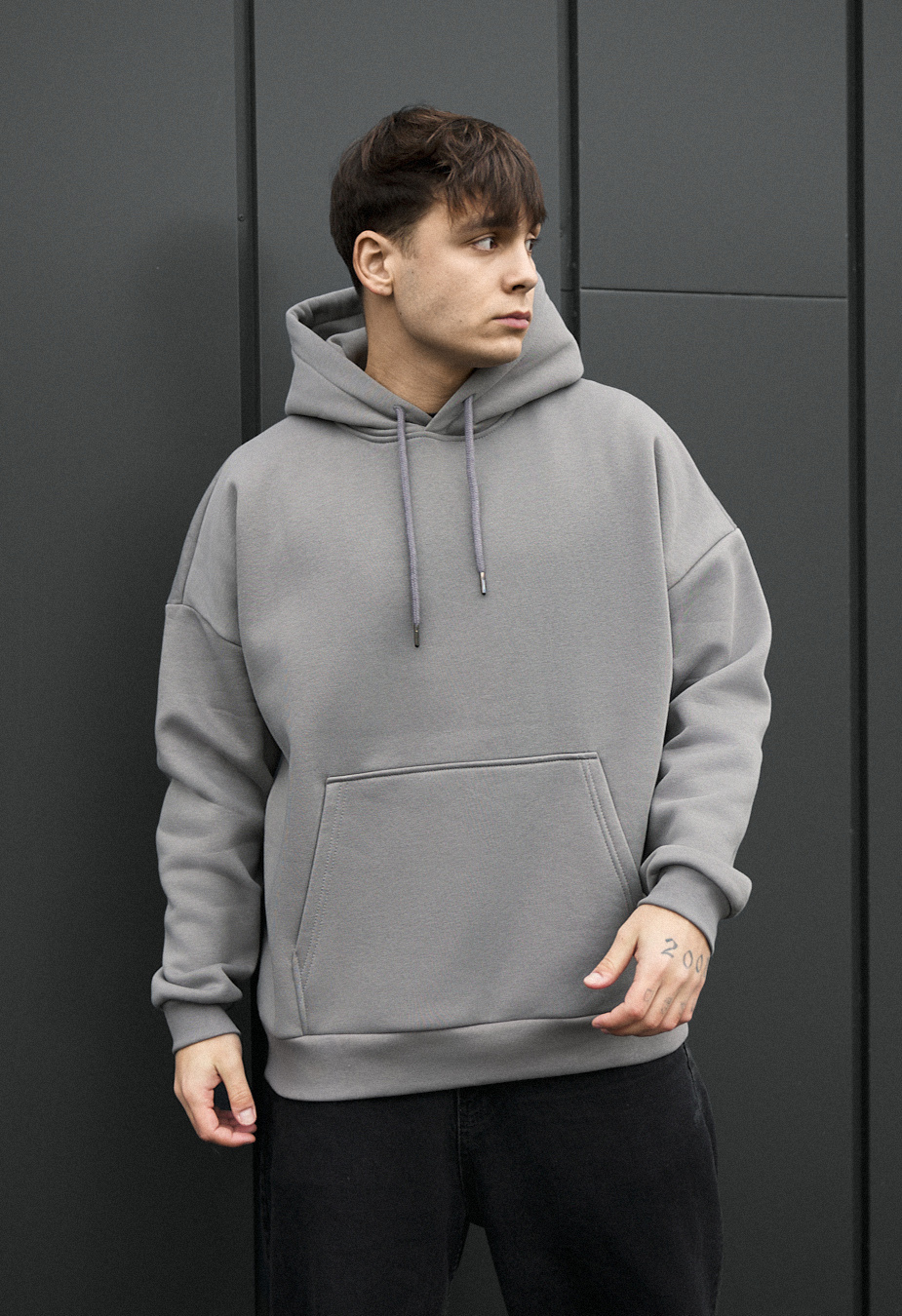 Толстовка чоловіча Staff dreaming oversize fleece сіра з принтом