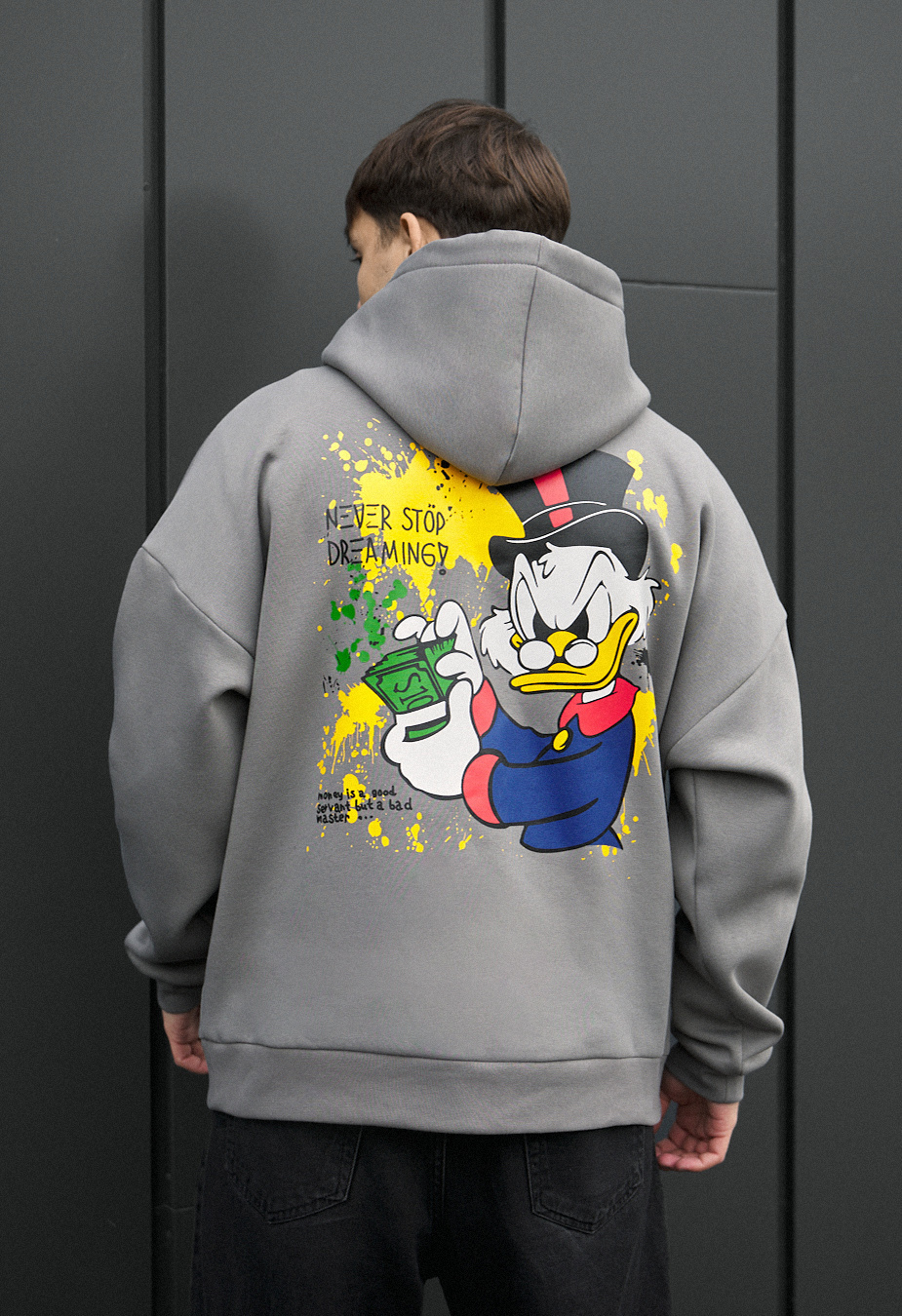 Толстовка чоловіча Staff dreaming oversize fleece сіра з принтом