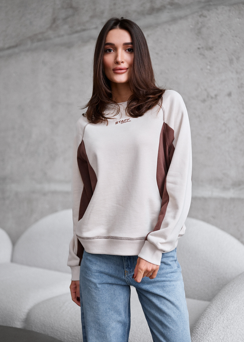 Світшот жіночий Staff ya logo light beige & brown світло-бежевий