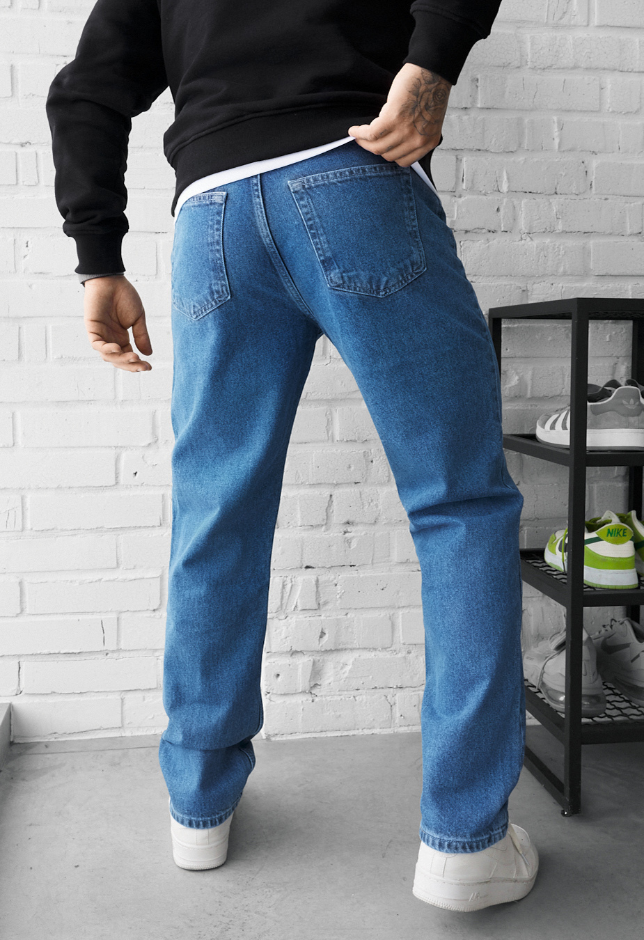 Джинси чоловічі Staff 19 blue wide leg сині бавовняні для підлітка